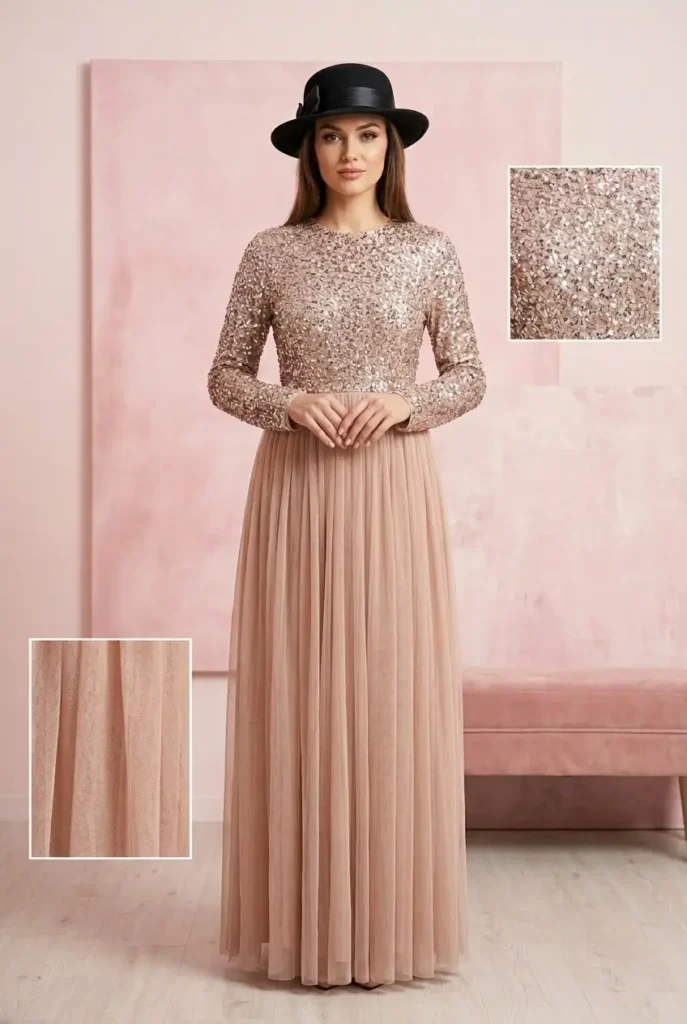 Woman using AI virtual try on WooCommerce app. Reduce clothing return rates