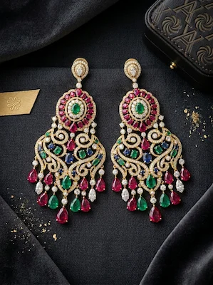 Original luxurious jewelry on a dark background